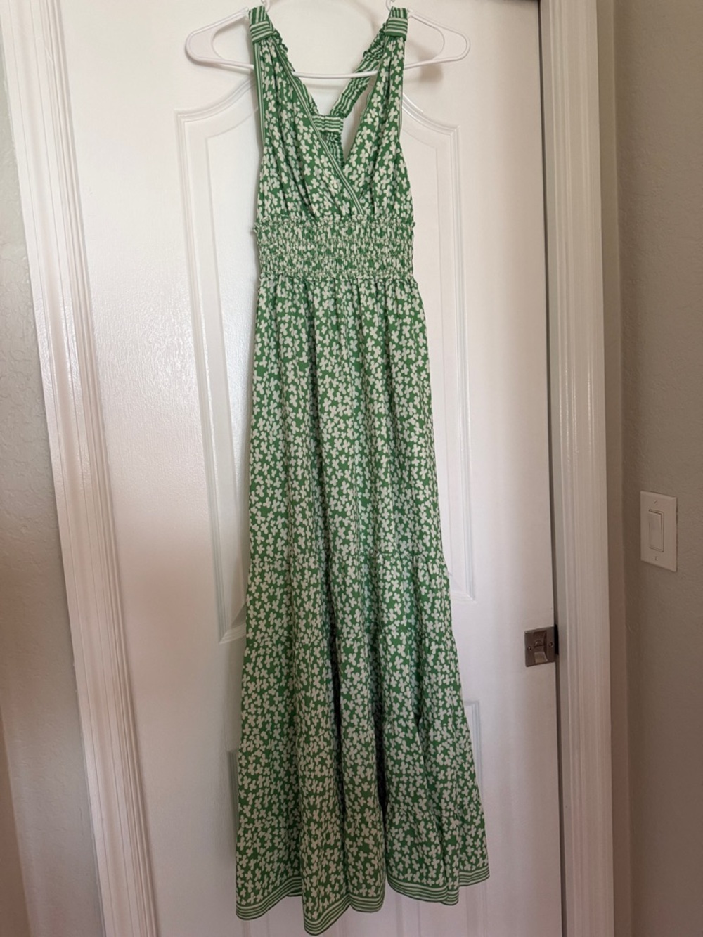 Max Studio Green and White Floral Maxi Dress